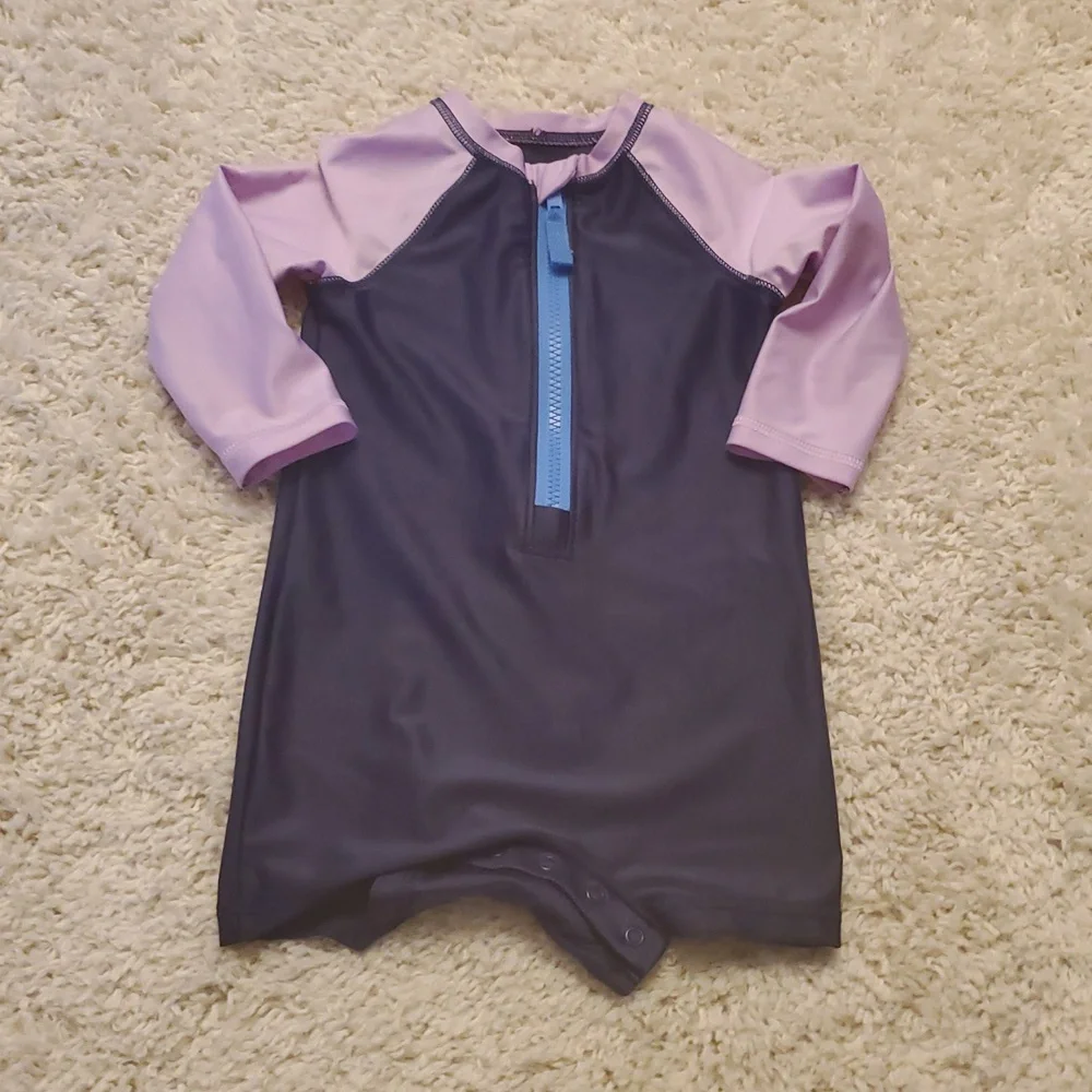 5 For $25 Cat & Jack Kids Long Sleeve Swim Suit Size 18 Months Purple Blue‎
